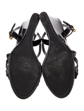 Prada Sport Patent Leather Bow Accents Slingback Sandals