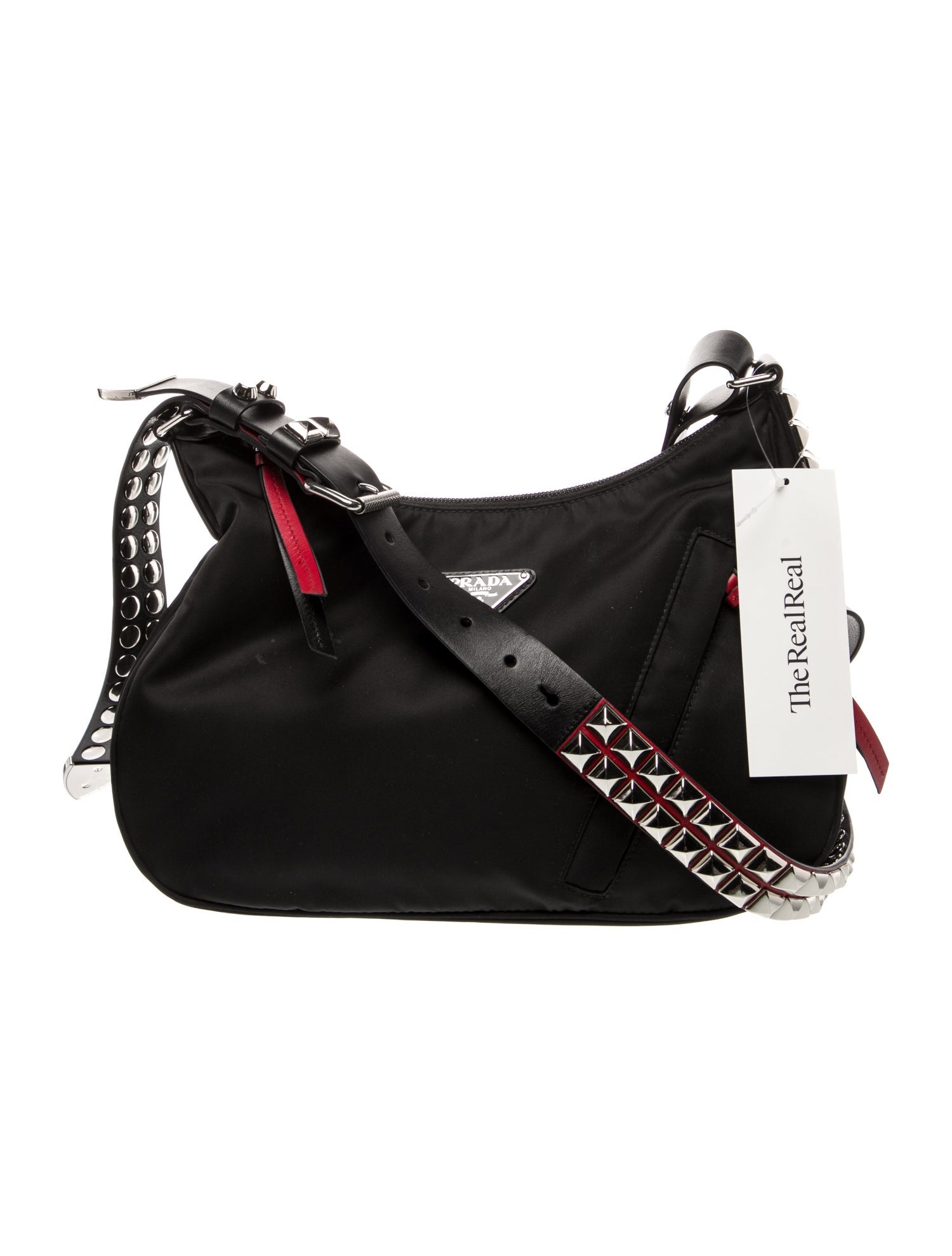 Prada Enameled Metal Triangle Shoulder Bag