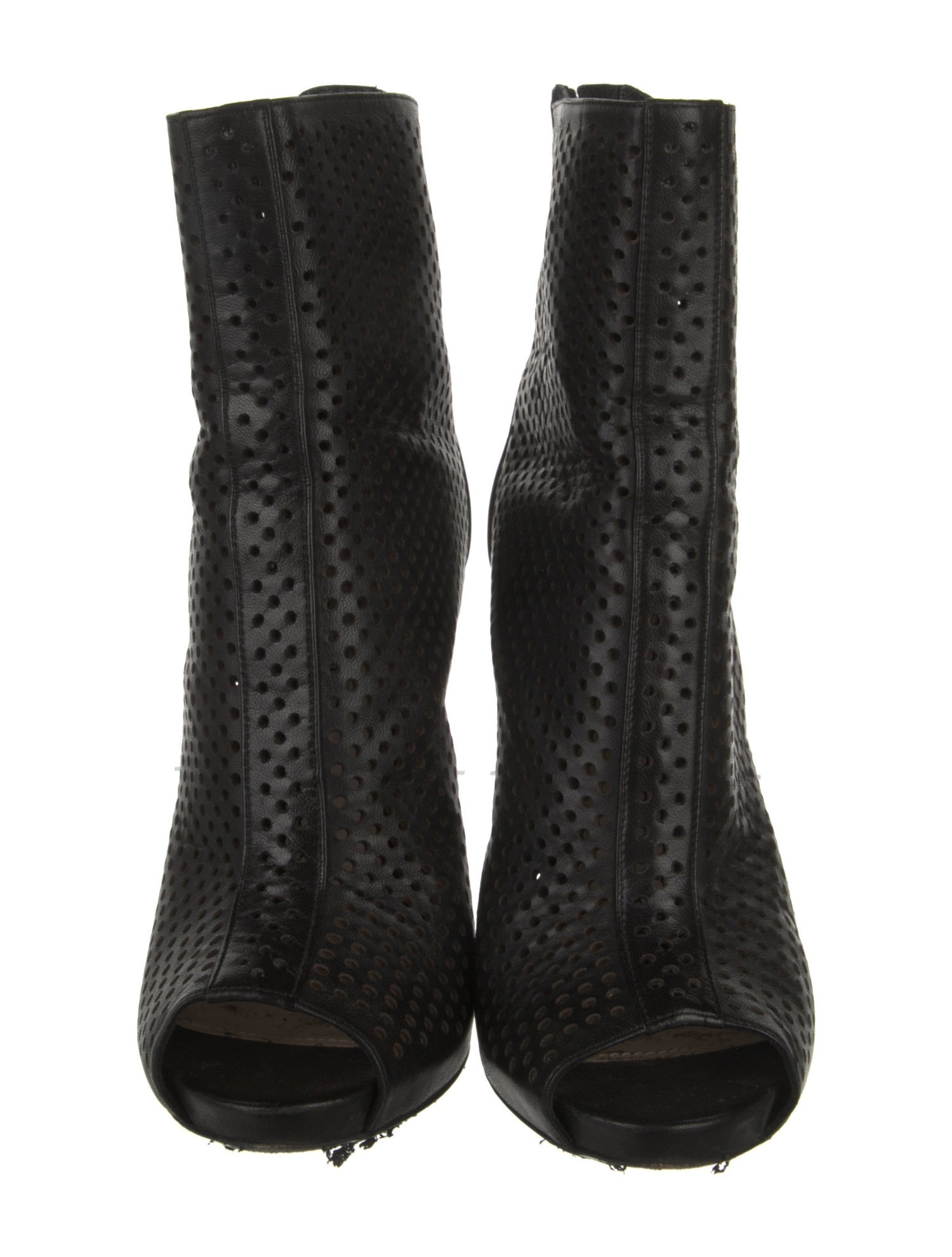 Prada Leather Lasercut Accents Boots