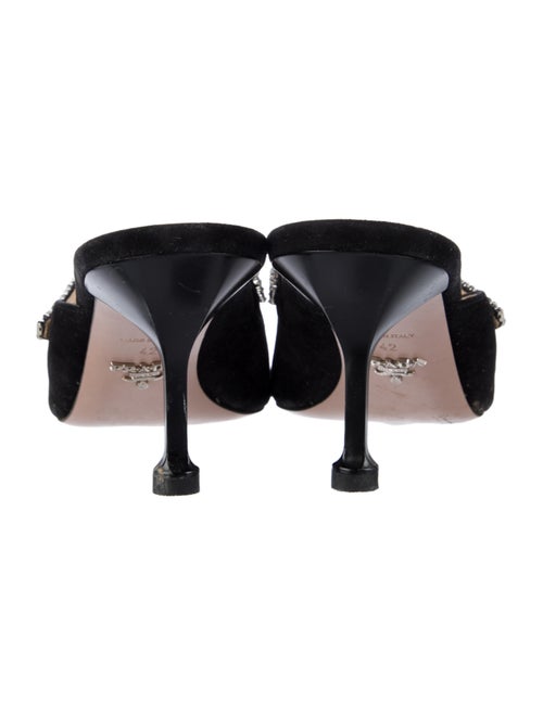 Prada Suede Crystal Embellishments Mules