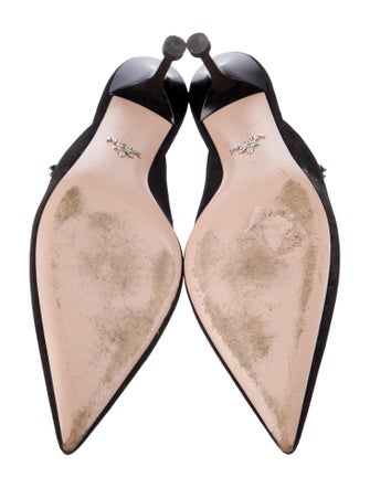 Prada Suede Crystal Embellishments Mules
