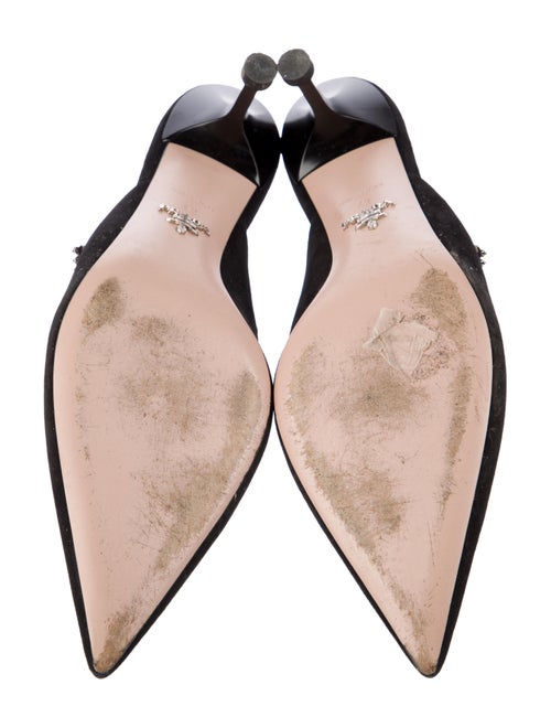 Prada Suede Crystal Embellishments Mules