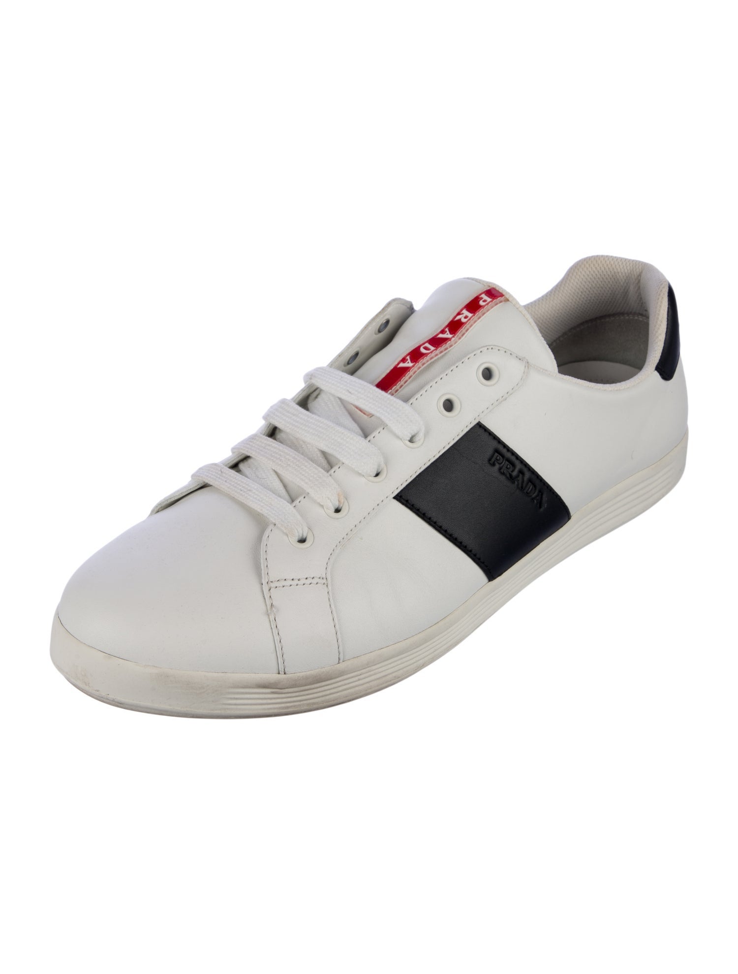 Prada Sport Leather Colorblock Pattern Sneakers