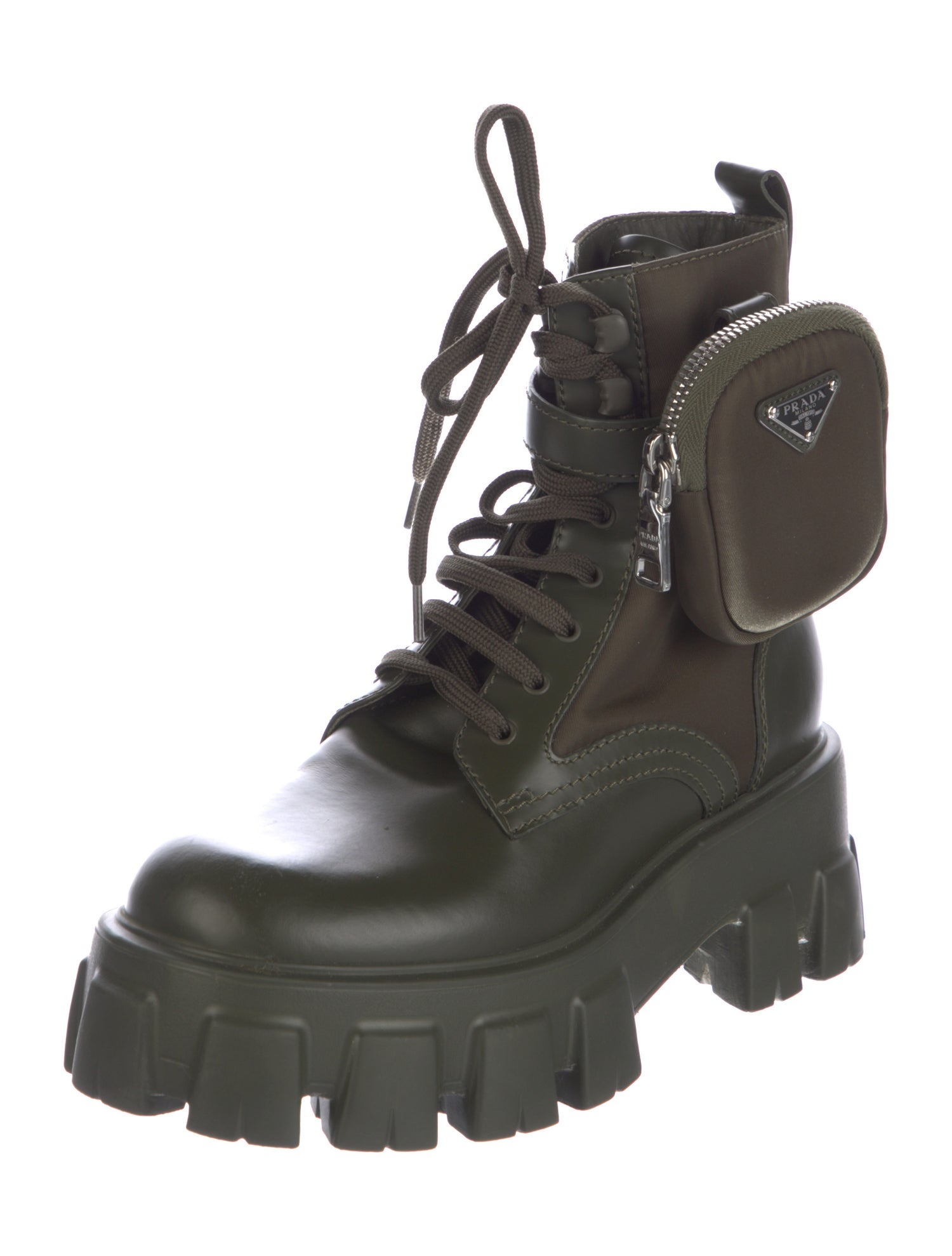 Prada Leather Colorblock Pattern Boots