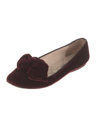 Prada Signature Logo Velvet Ballet Flats