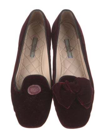 Prada Signature Logo Velvet Ballet Flats