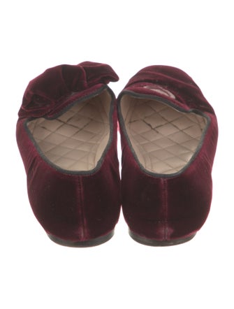 Prada Signature Logo Velvet Ballet Flats