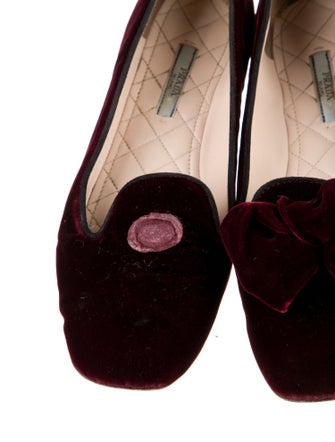 Prada Signature Logo Velvet Ballet Flats