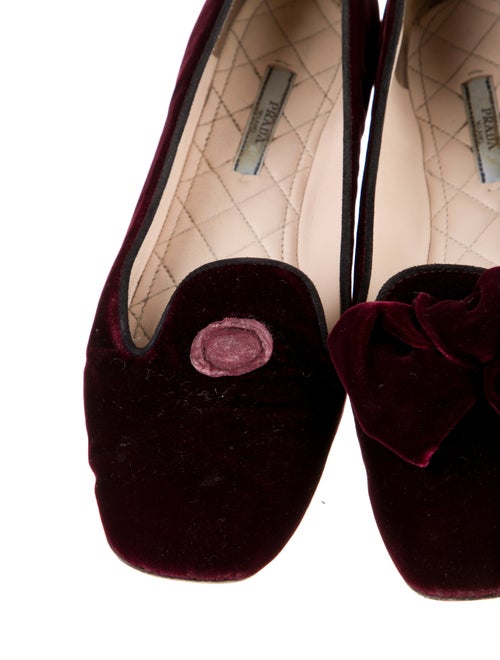 Prada Signature Logo Velvet Ballet Flats