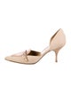Prada Canvas Leather Trim Embellishment D'Orsay Pumps