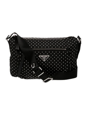 Prada Tessuto Studded Tessuto Messenger Bag