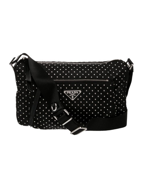 Prada Tessuto Studded Tessuto Messenger Bag