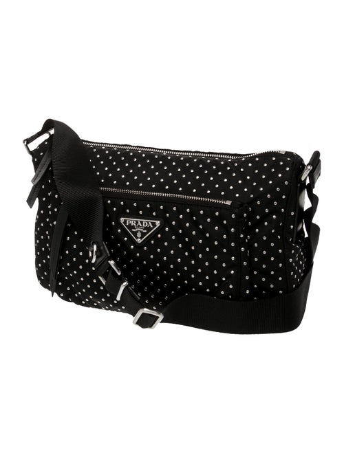 Prada Tessuto Studded Tessuto Messenger Bag