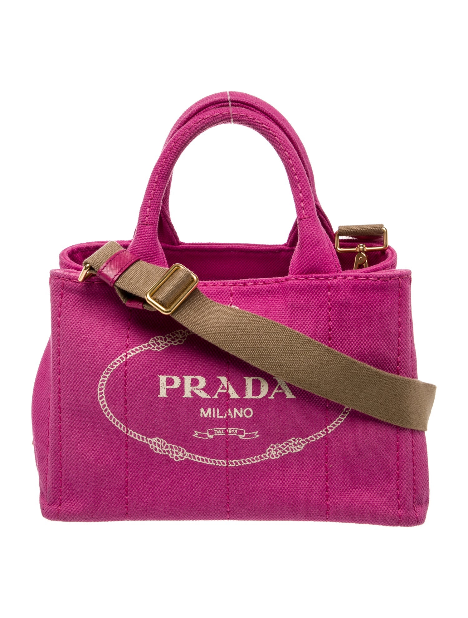 Prada Enameled Metal Triangle Canapa Logo Small