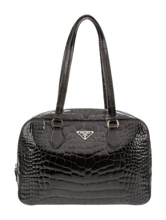 Prada Enameled Metal Triangle Bauletto