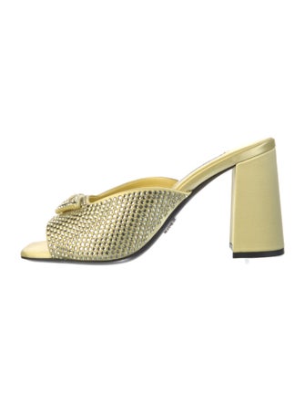 Prada Satin Studded Accents Slides w/ Tags