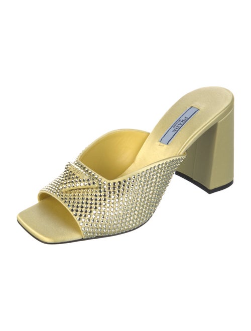 Prada Satin Studded Accents Slides w/ Tags