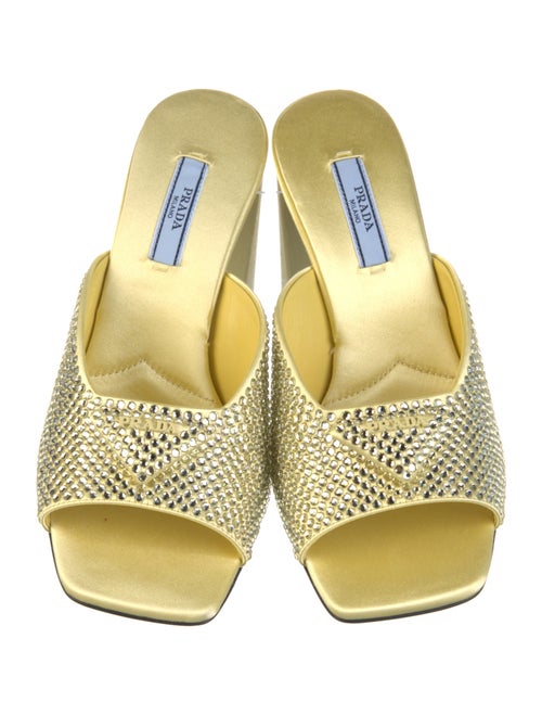 Prada Satin Studded Accents Slides w/ Tags