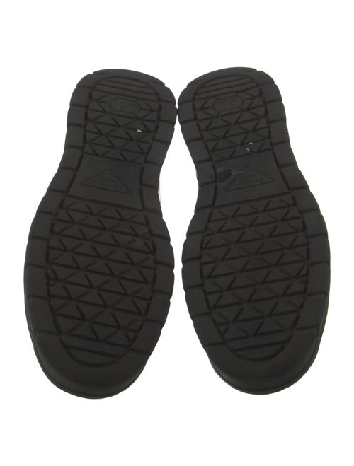 Prada Enameled Metal Triangle Leather Sneakers