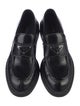 Prada Enameled Metal Triangle Leather Loafers