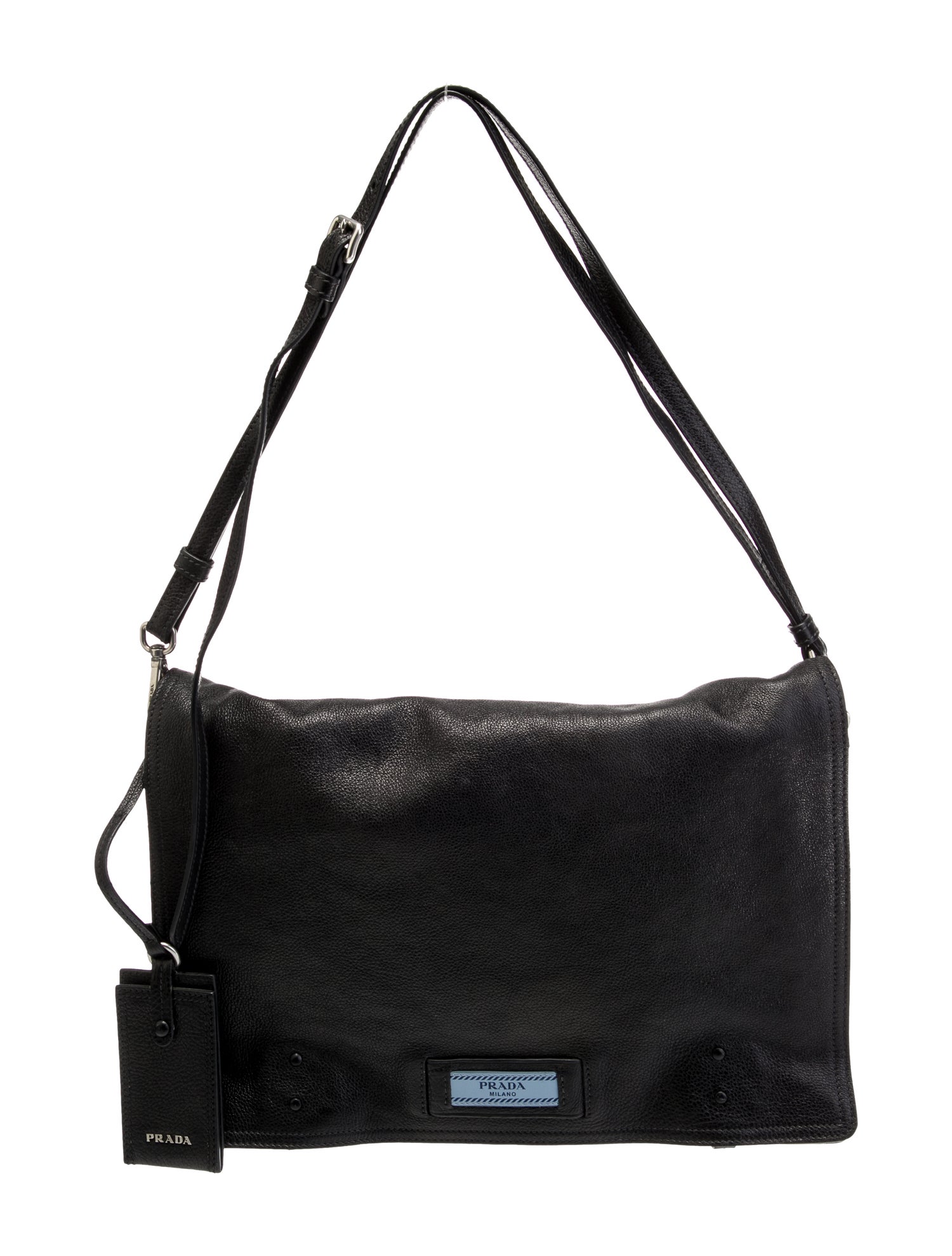 Prada Enameled Metal Triangle Etiquette