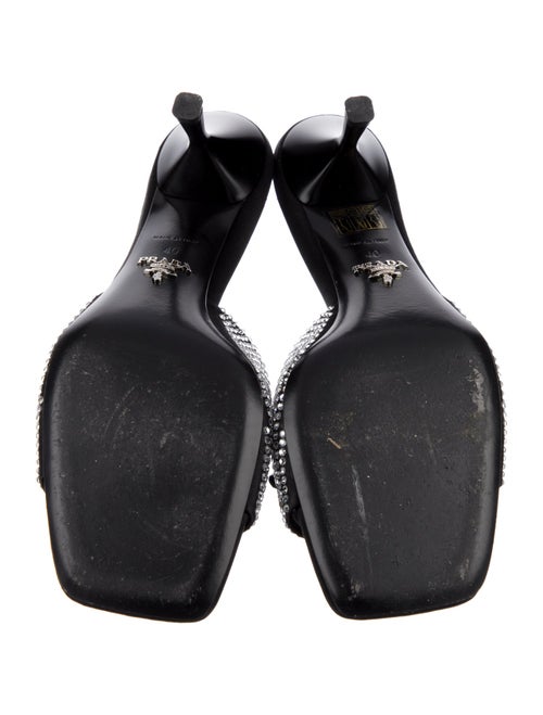 Prada Satin Crystal Embellishments Slides