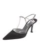 Prada Satin Crystal Embellishments T-Strap Pumps