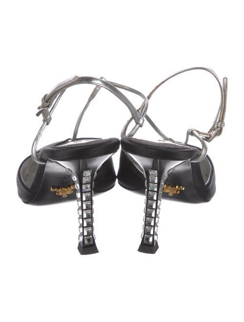 Prada Satin Crystal Embellishments T-Strap Pumps