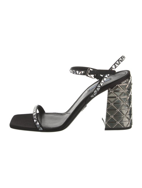 Prada Satin Crystal Embellishments Slingback Sandals