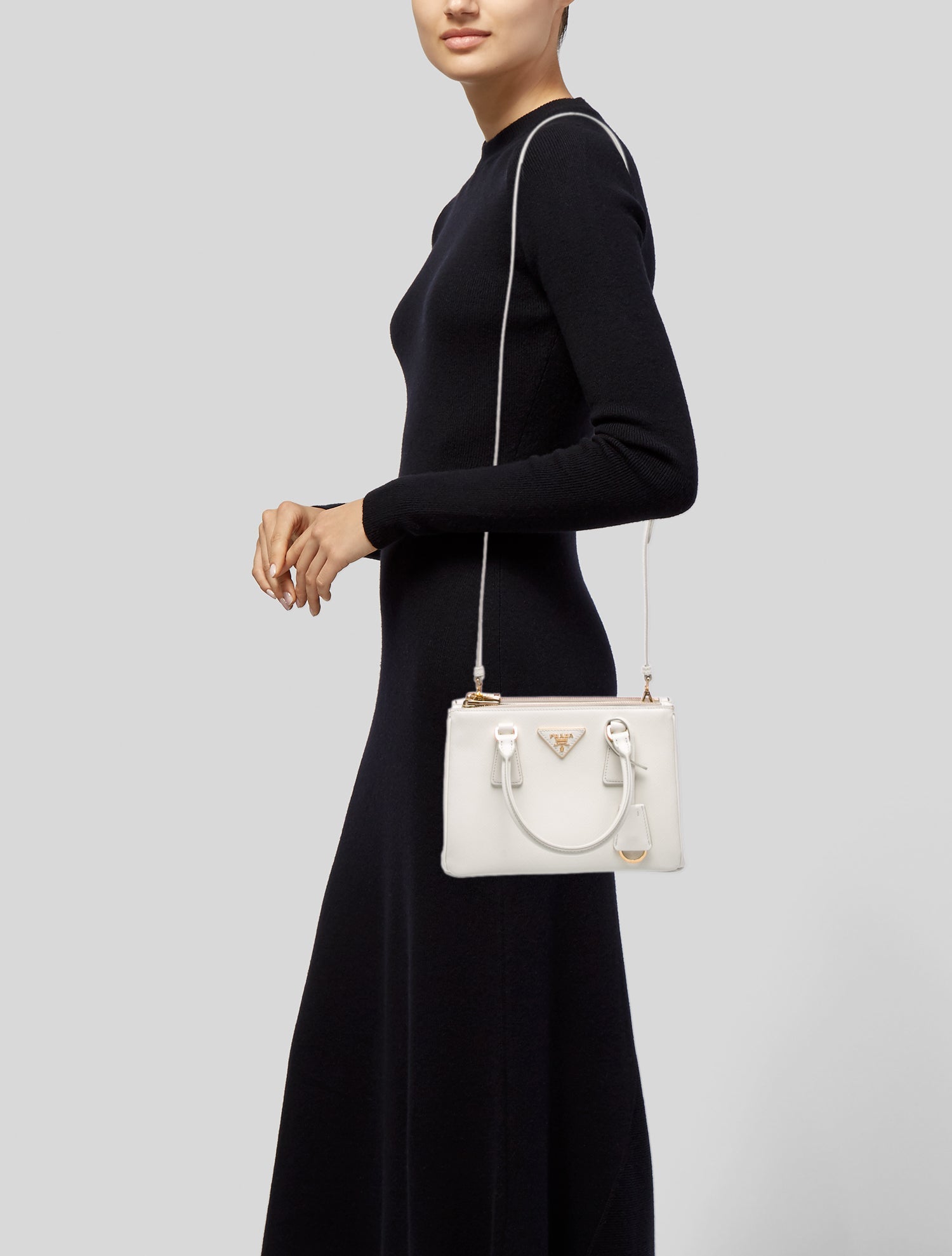 Prada Saffiano Lux Leather Galleria Double Zip Mini