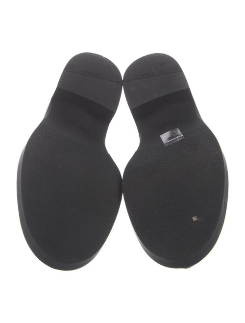 Prada Enameled Metal Triangle Leather Mules