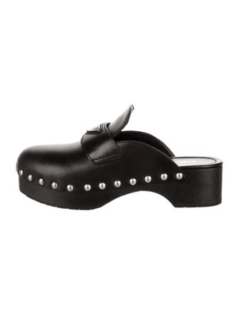 Prada Leather Studded Accents Mules