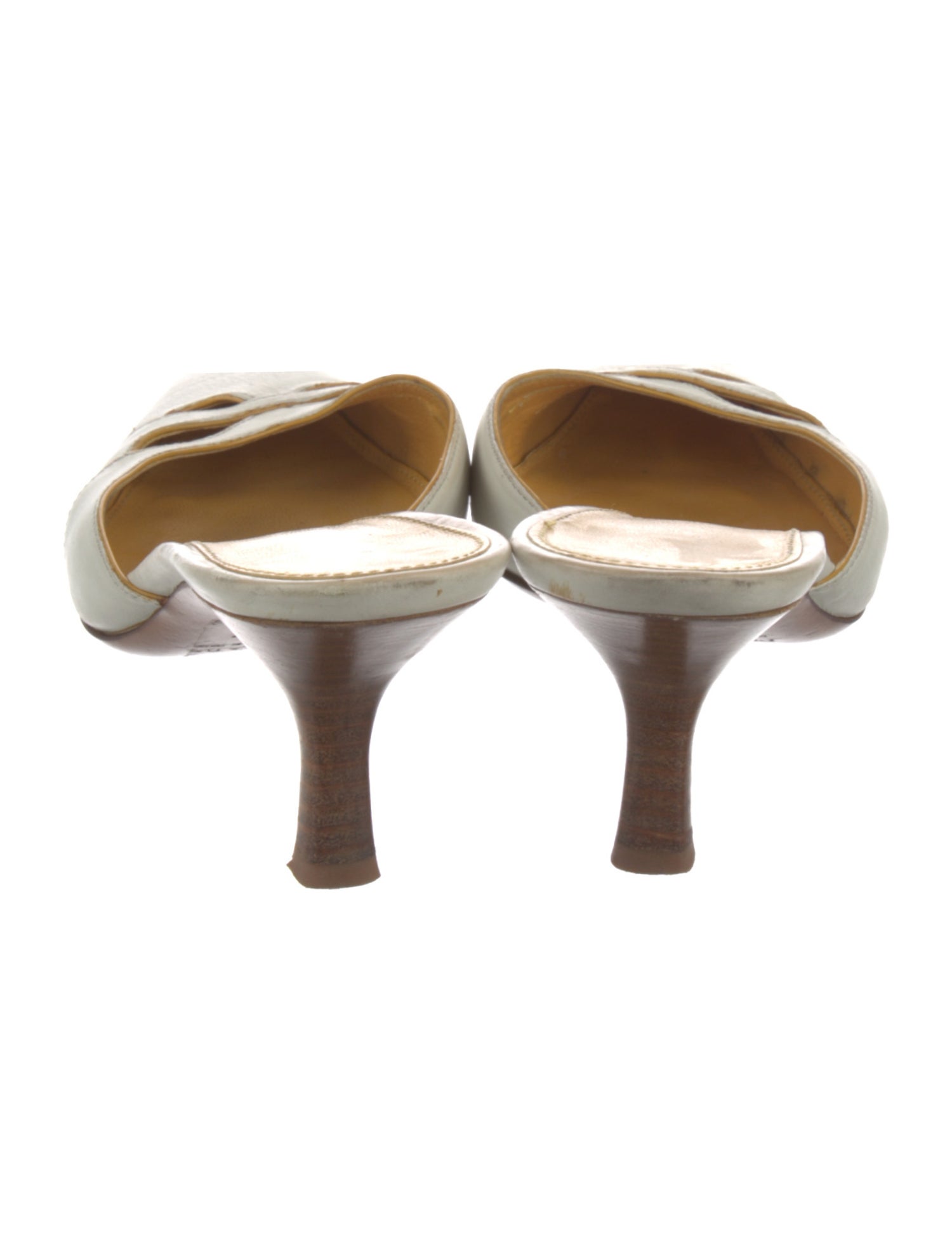 Prada Leather Cutout Accent Mules