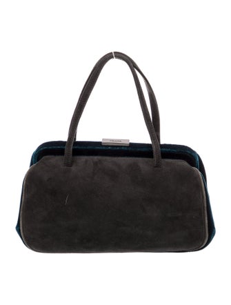 Prada Enameled Metal Triangle Top Handle Bag