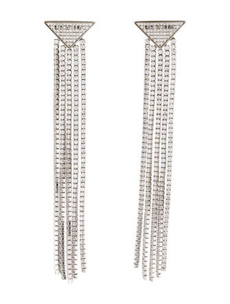 Prada Crystal Logo Symbole Chandelier Earrings