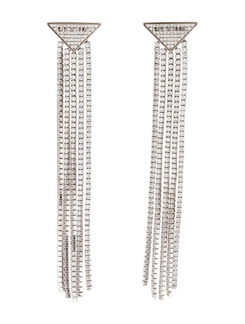 Prada Crystal Logo Symbole Chandelier Earrings