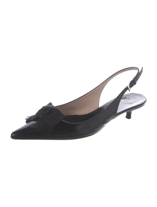 Prada Sport Leather Bow Accents Slingback Pumps