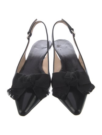 Prada Sport Leather Bow Accents Slingback Pumps