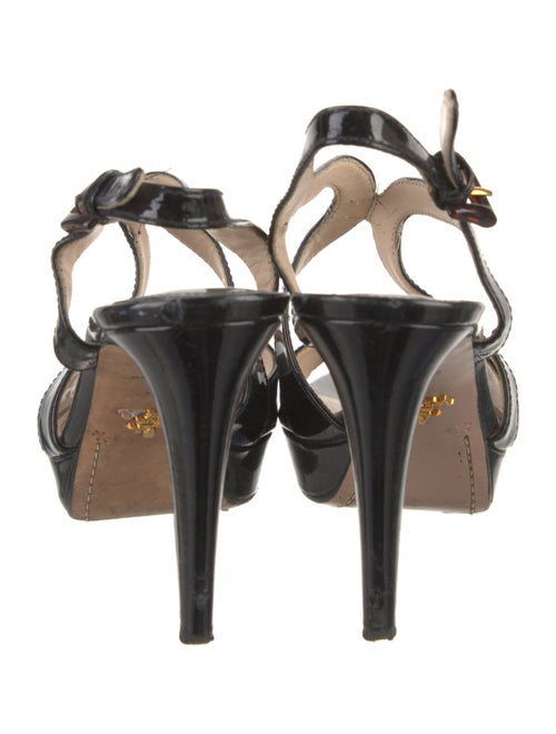 Prada Patent Leather Cutout Accent Slingback Sandals