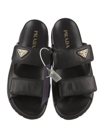 Prada Quilted Pattern Leather Slides w/ Tags
