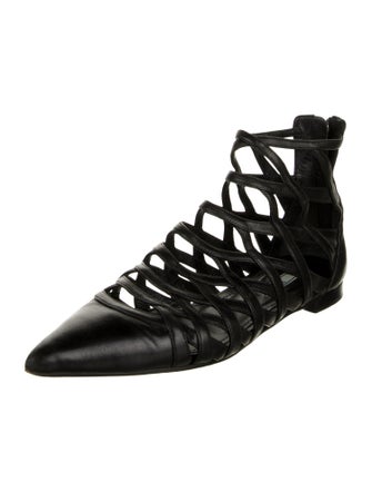 Prada Leather Cutout Accent Flats