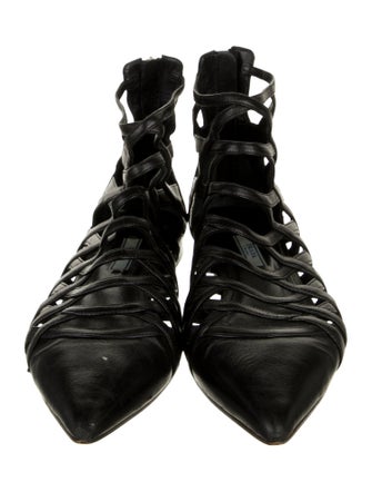 Prada Leather Cutout Accent Flats