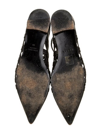 Prada Leather Cutout Accent Flats