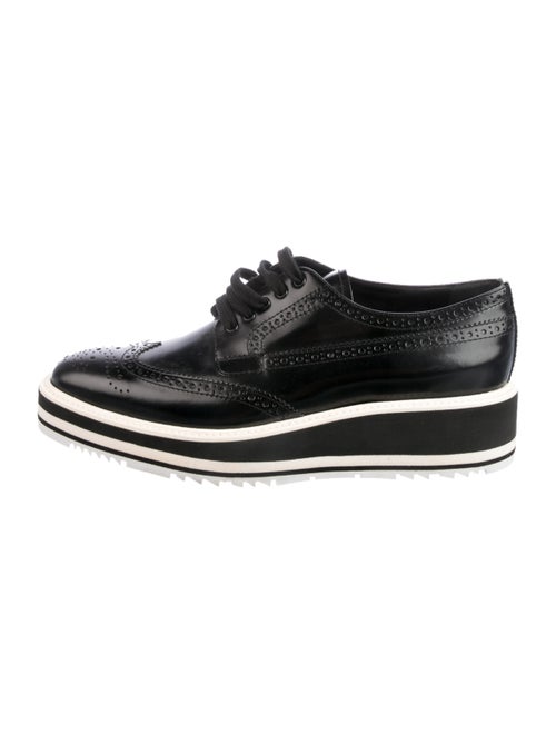 Prada Leather Eyelet Trim Oxfords