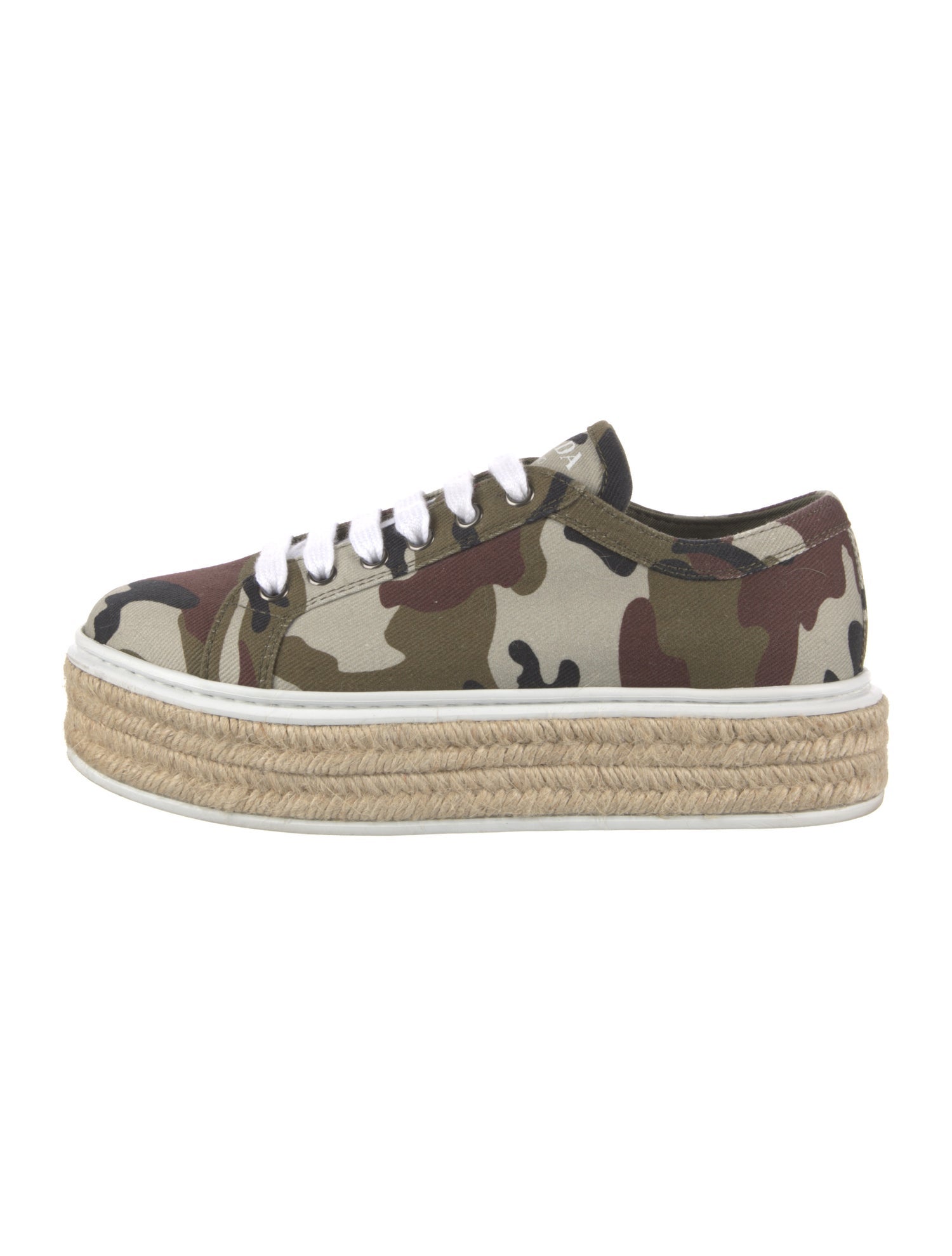 Prada Jute Camouflage Print Espadrille Sneakers