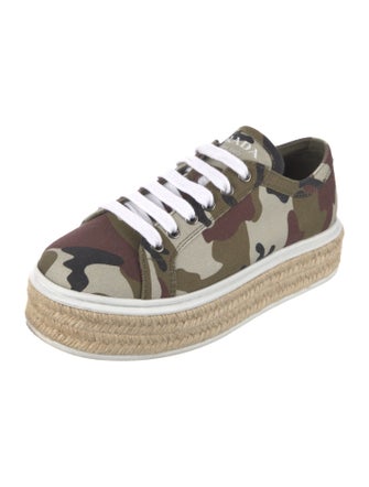 Prada Jute Camouflage Print Espadrille Sneakers