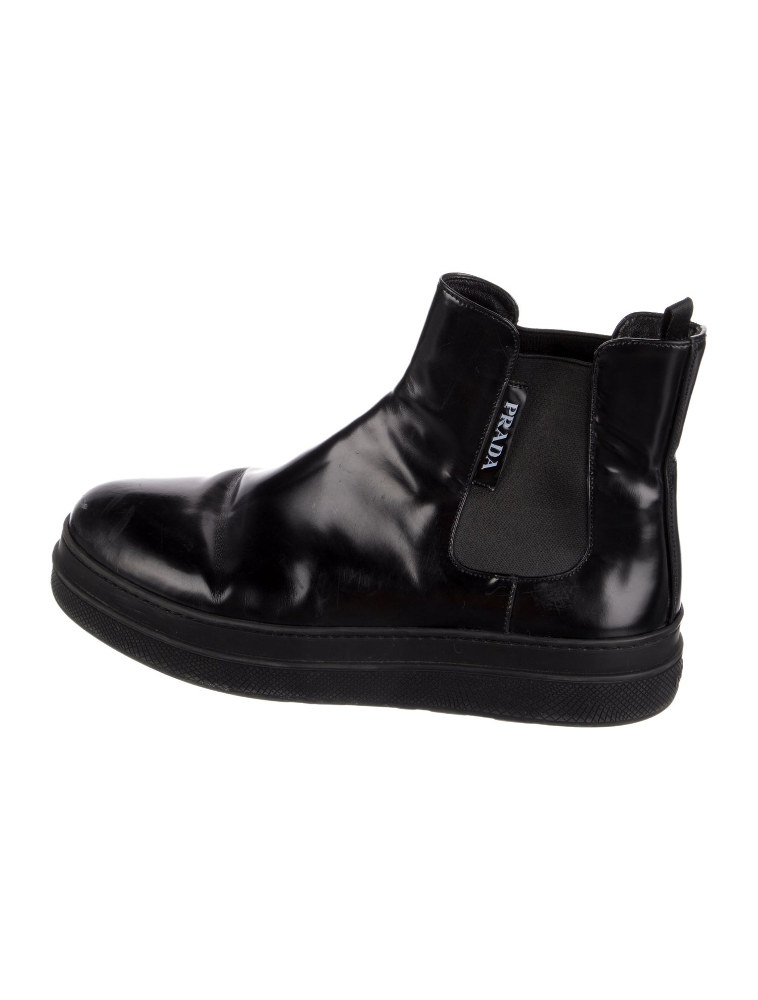 Prada Leather Colorblock Pattern Chelsea Boots
