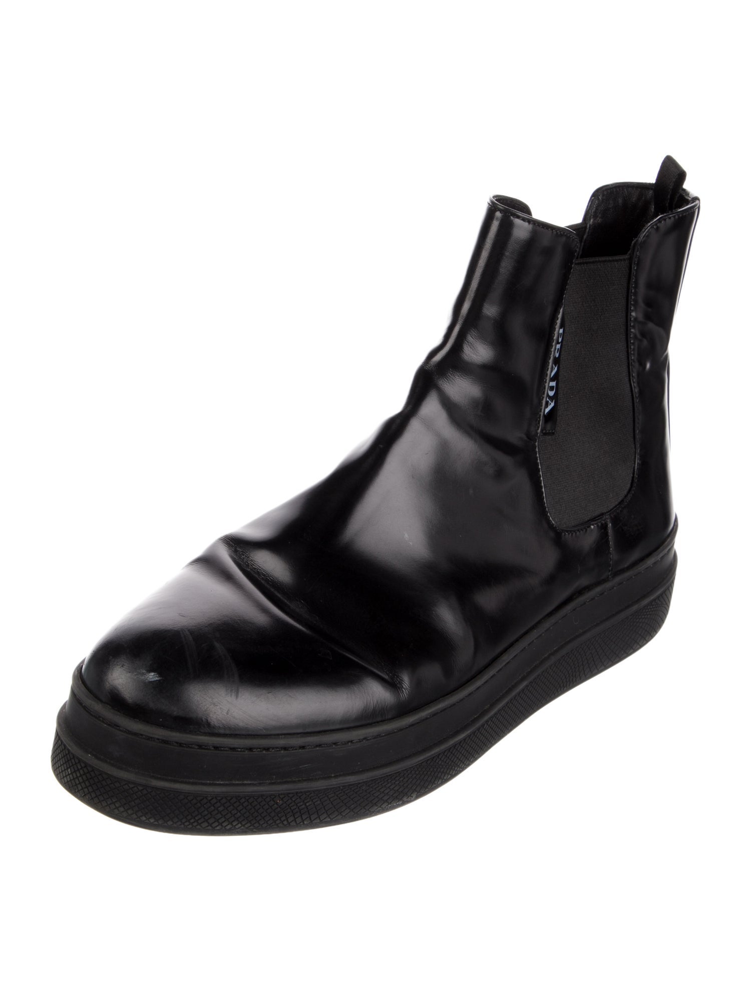 Prada Leather Colorblock Pattern Chelsea Boots