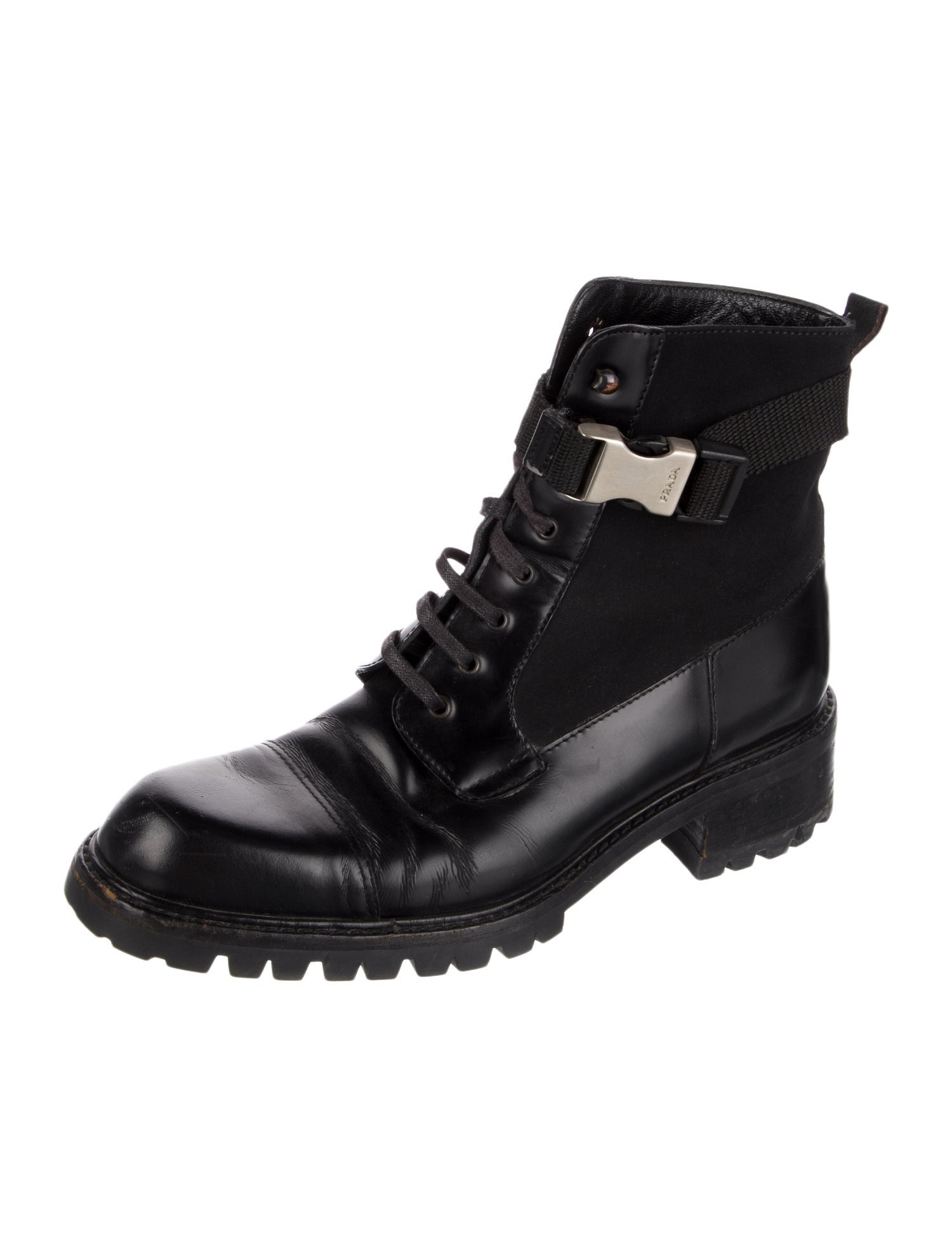Prada Leather Combat Boots