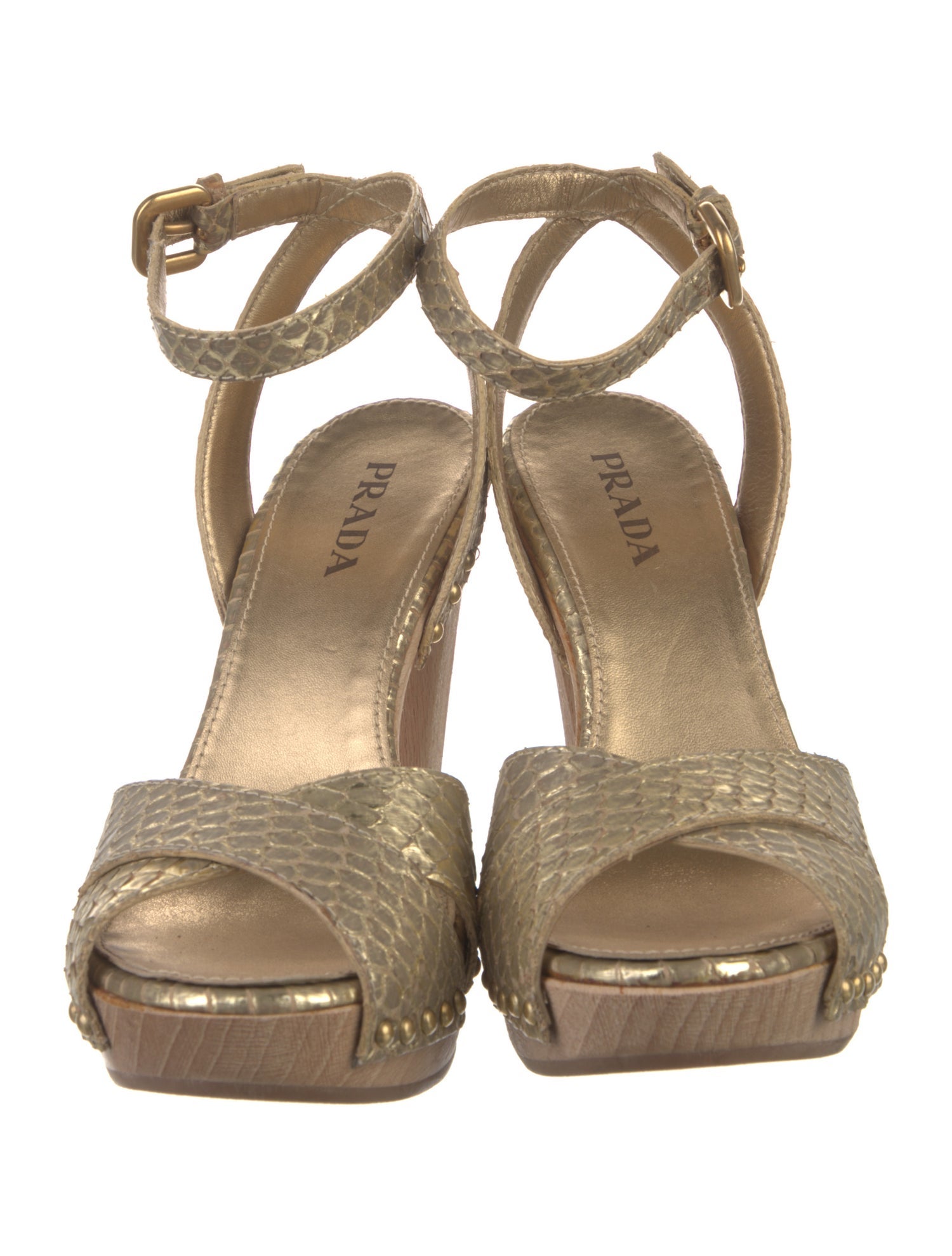 Prada Leather Studded Accents Slingback Pumps